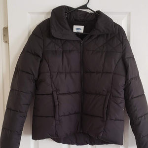 Black fleece lined warm puff jacket